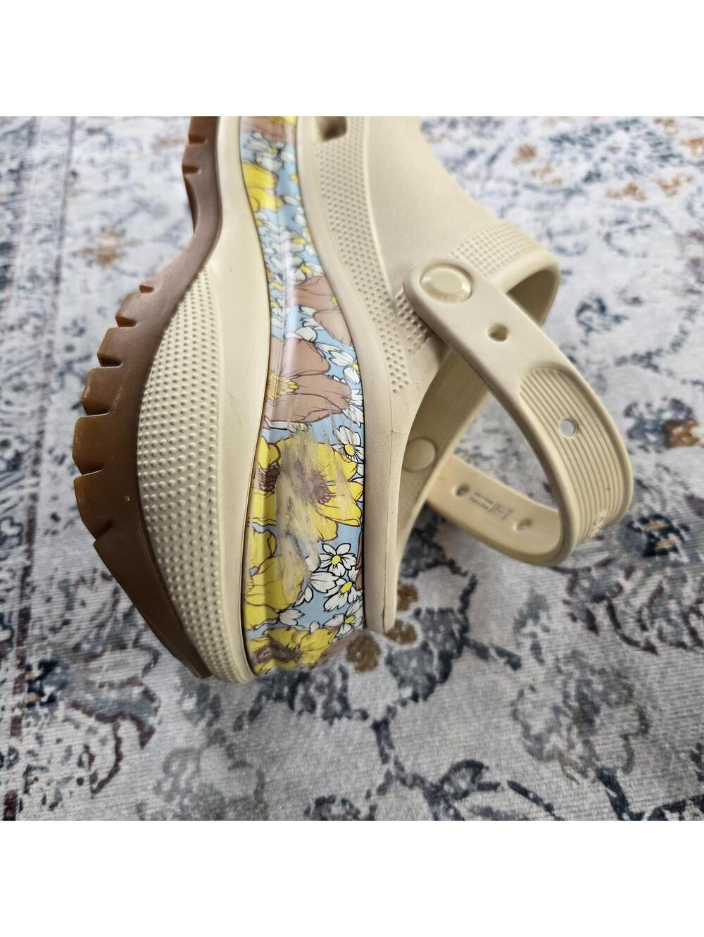 Crocs Mega Crush Clog Vanilla/Multi Retro Floral Colorway Women US 9 - Picture 5 of 15